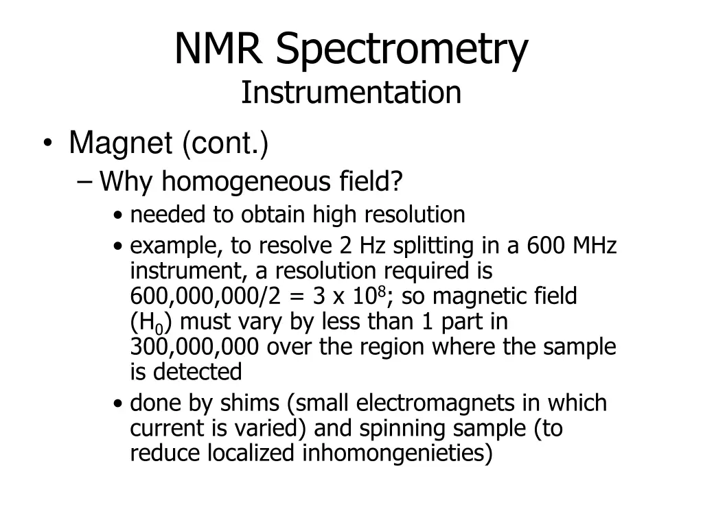 nmr spectrometry instrumentation magnet cont