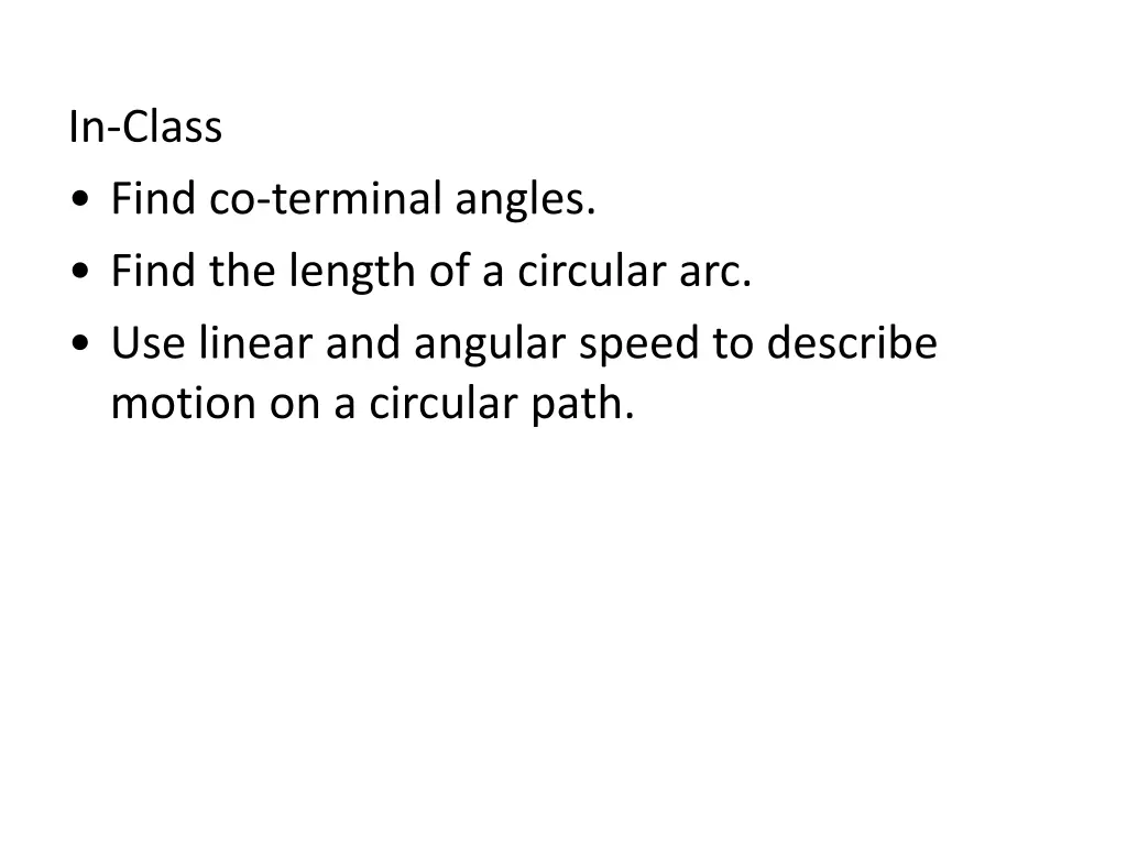 in class find co terminal angles find the length