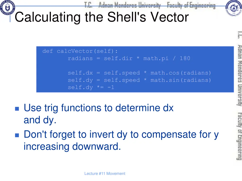 calculating the shell s vector