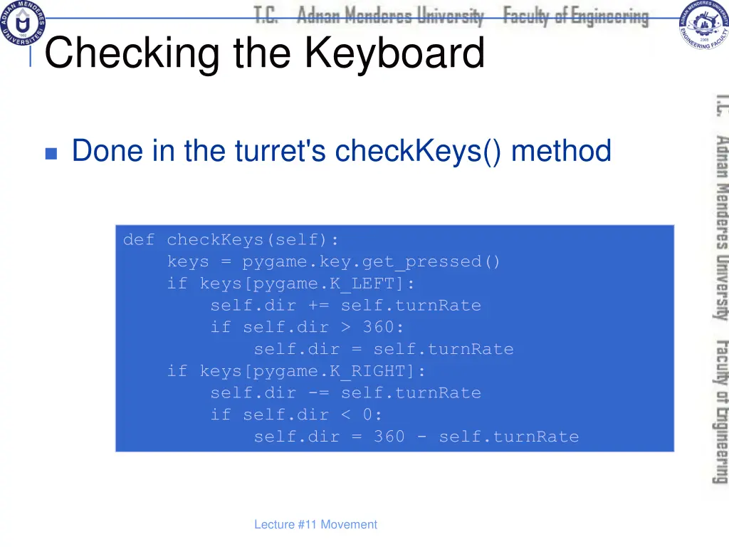 checking the keyboard