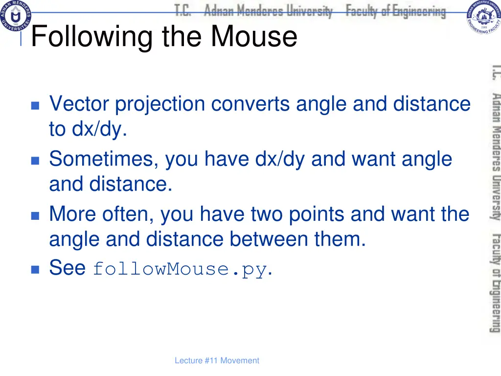 following the mouse