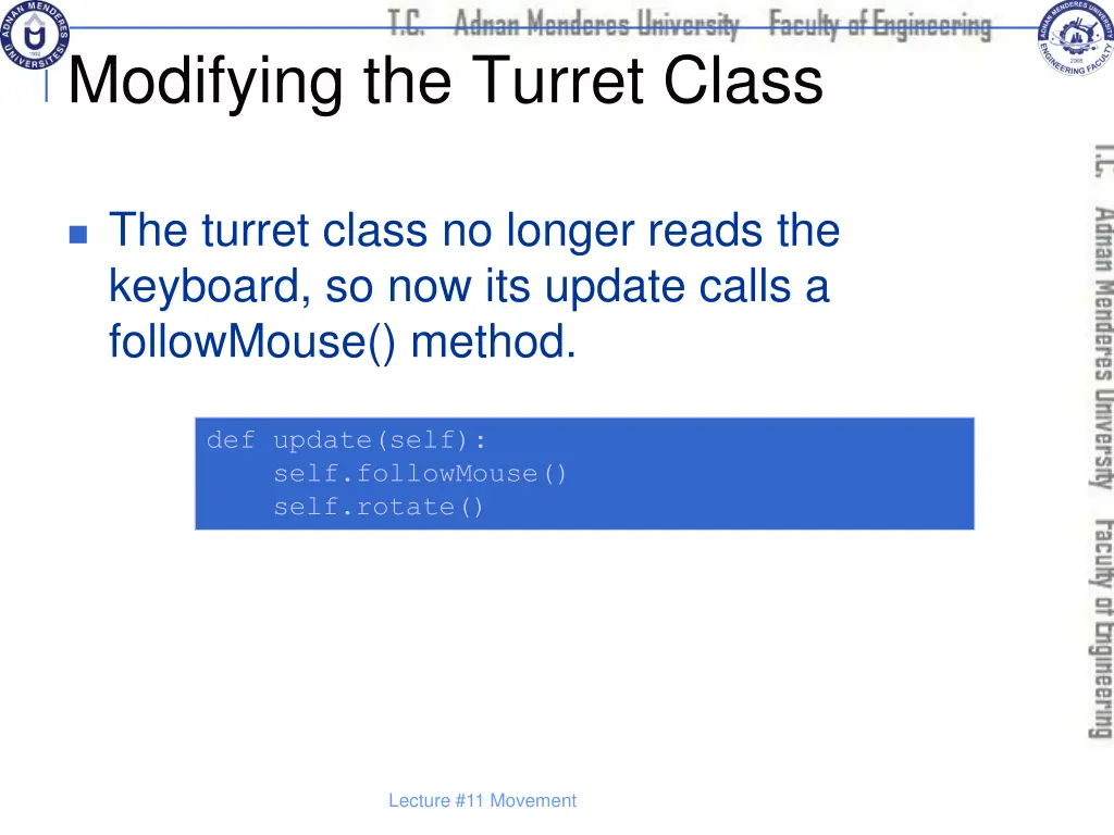 modifying the turret class