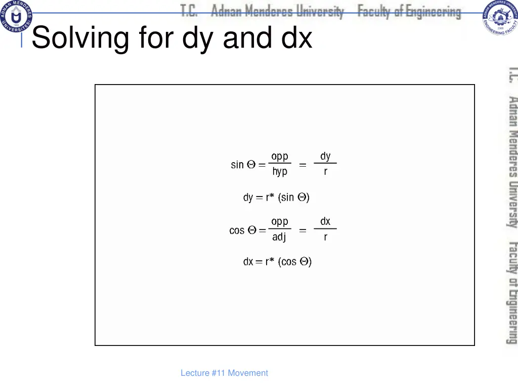 solving for dy and dx