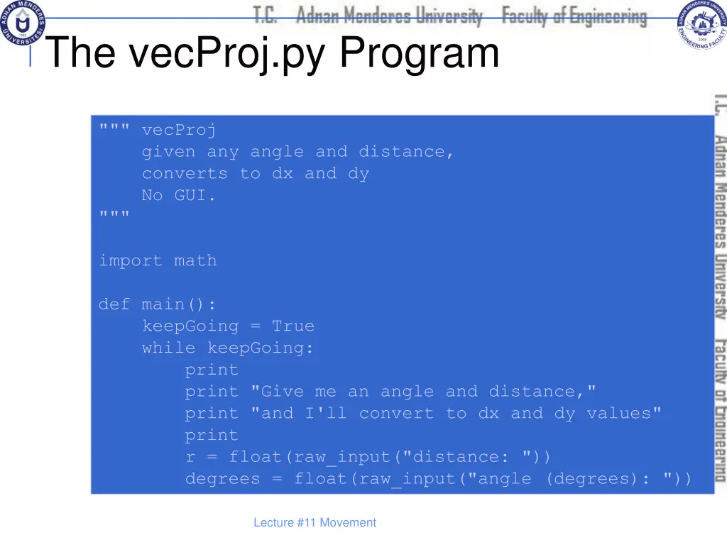 the vecproj py program