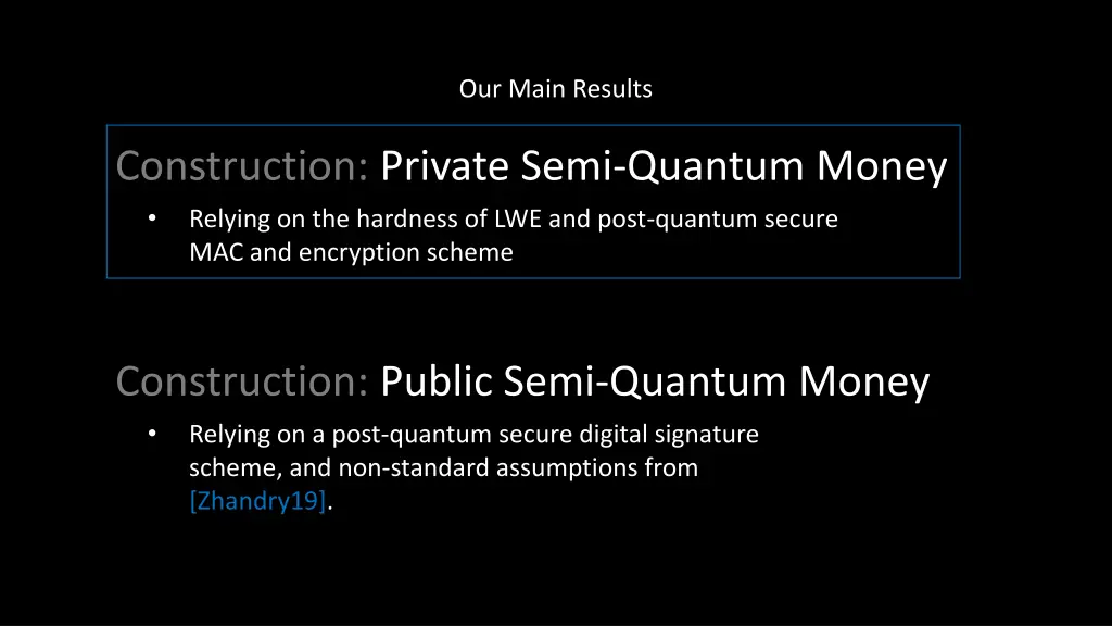 our main results