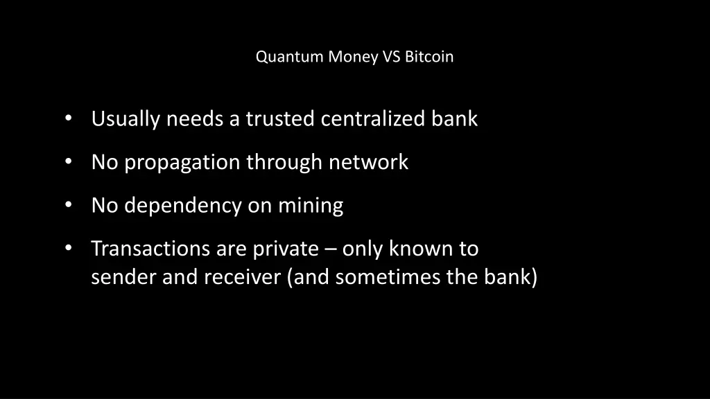 quantum money vs bitcoin