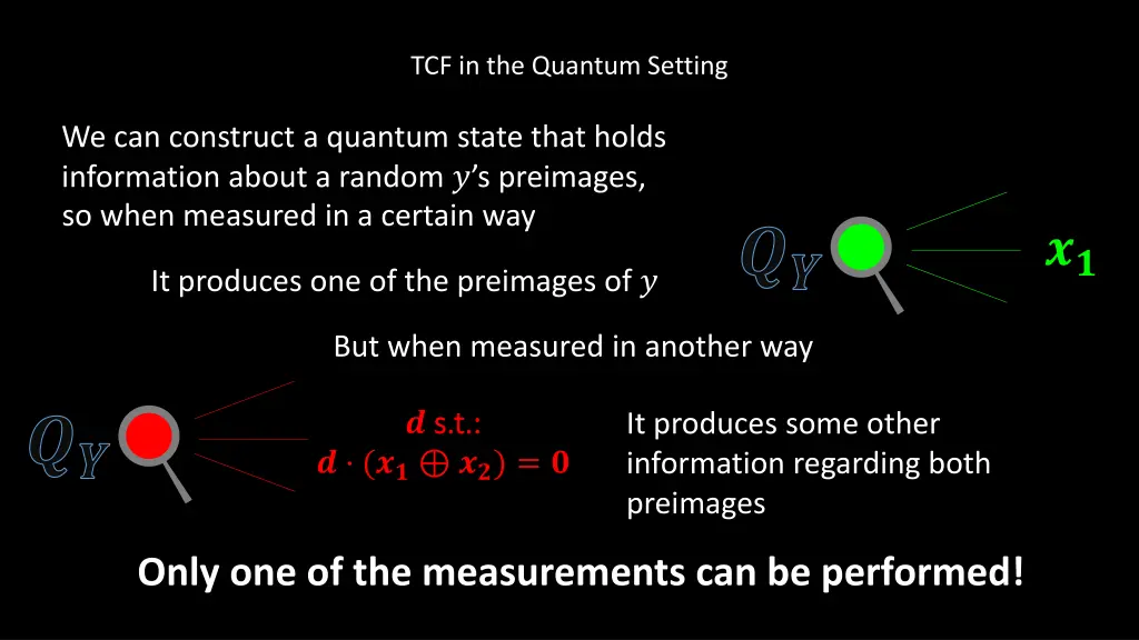 tcf in the quantum setting