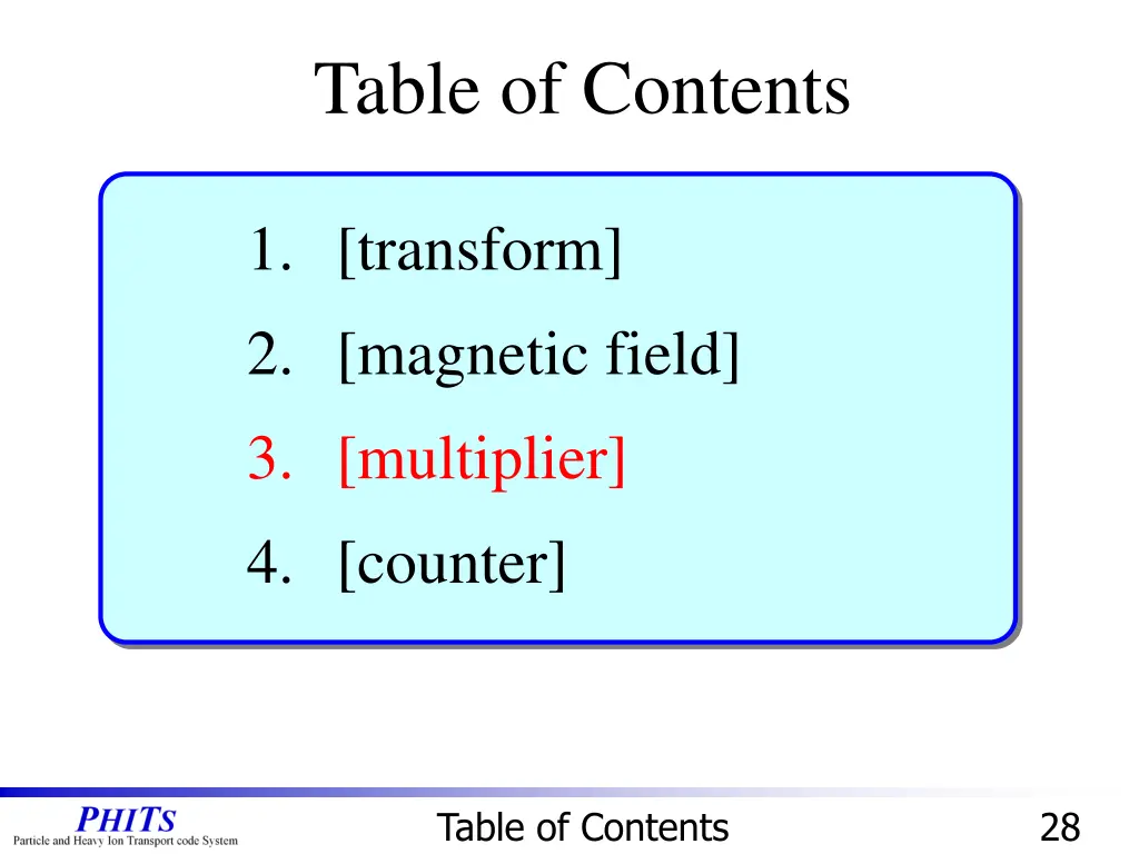 table of contents 2