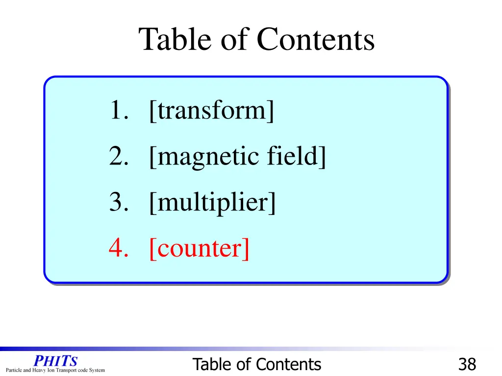 table of contents 3