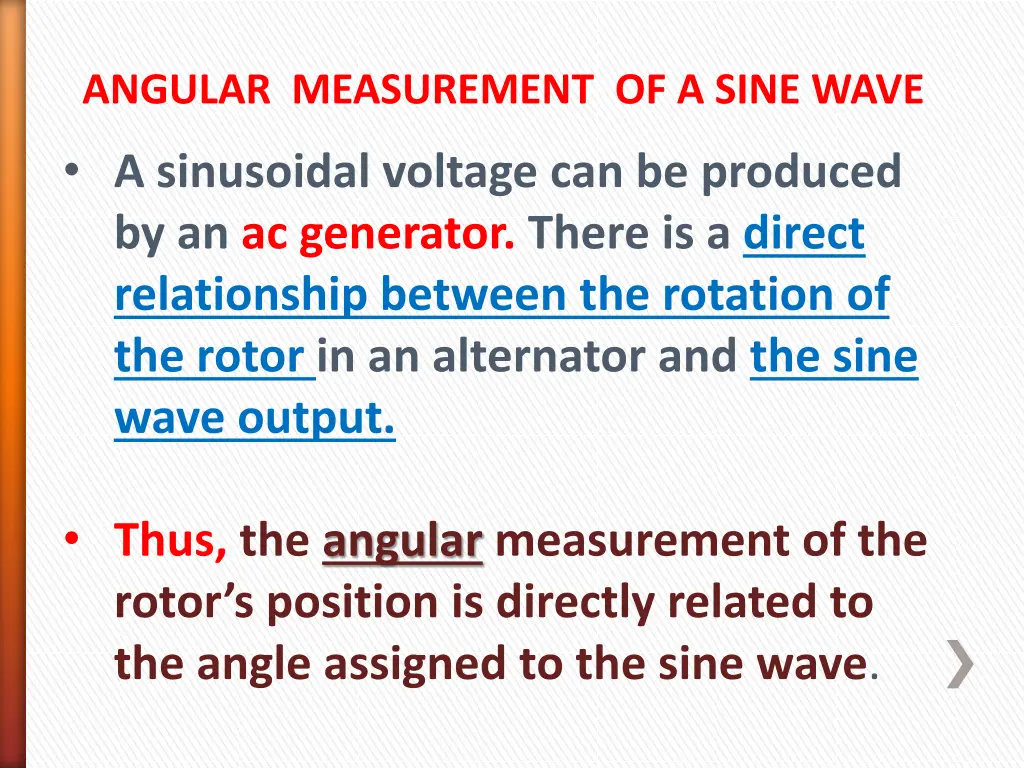 angular measurement of a sine wave