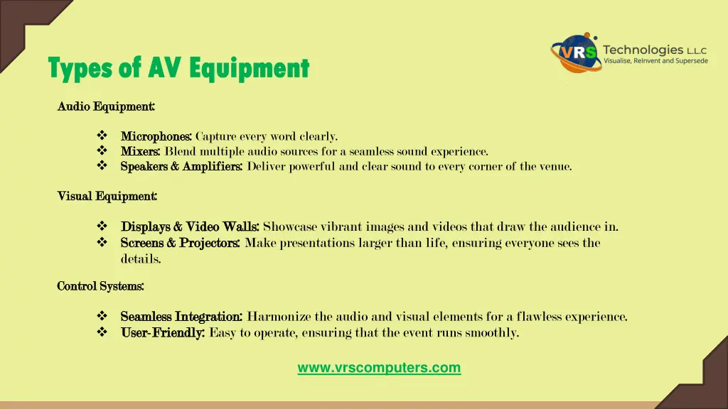 types typesof av equipment of av equipment