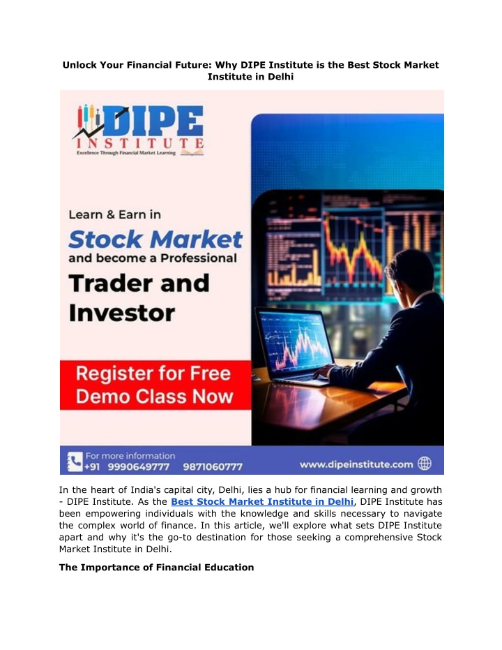 unlock your financial future why dipe institute