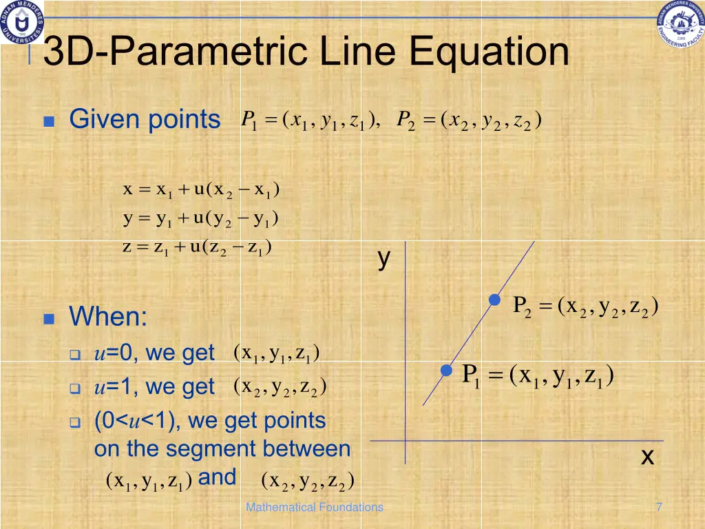 3d parametric line equation