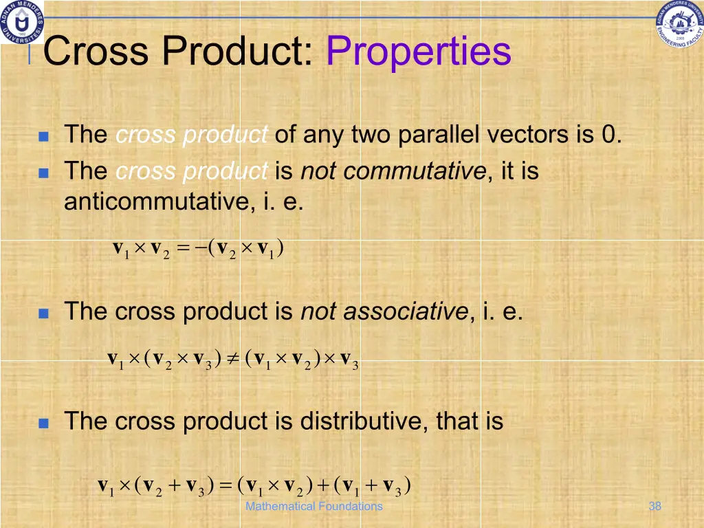 cross product properties