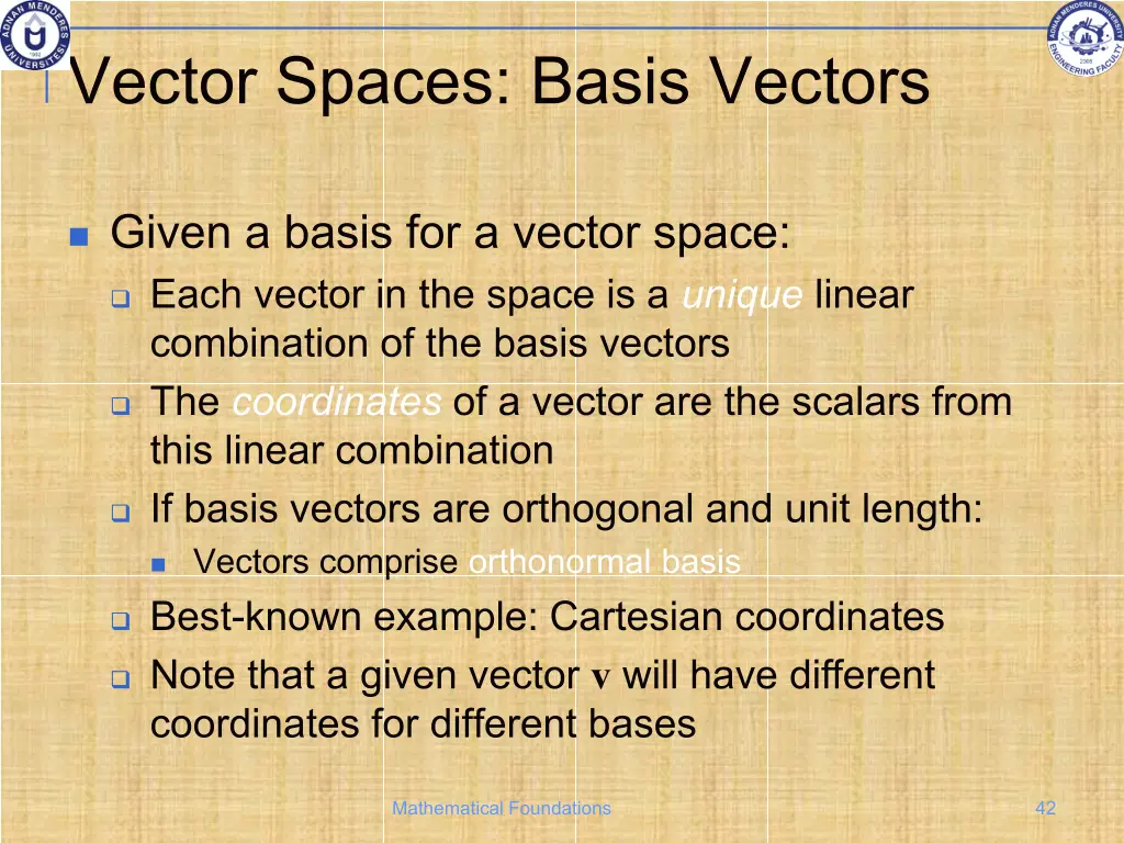 vector spaces basis vectors