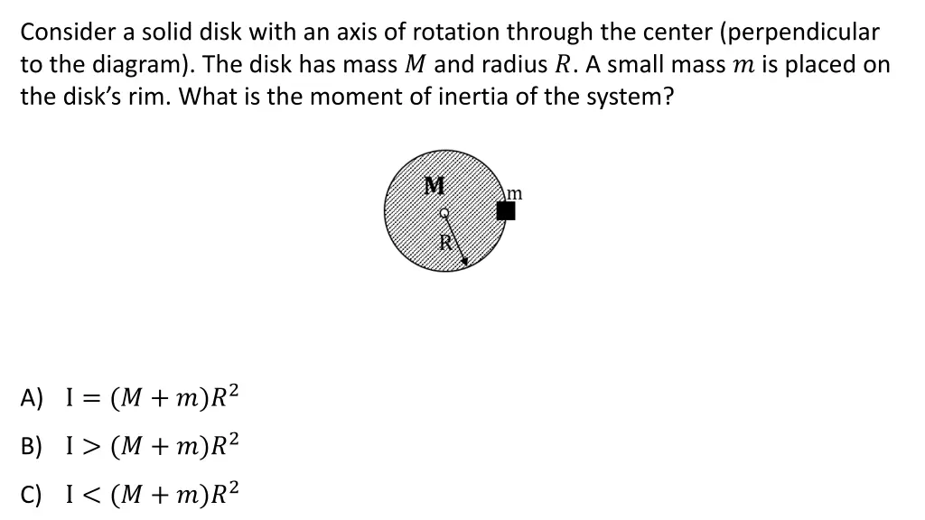 consider a solid disk with an axis of rotation