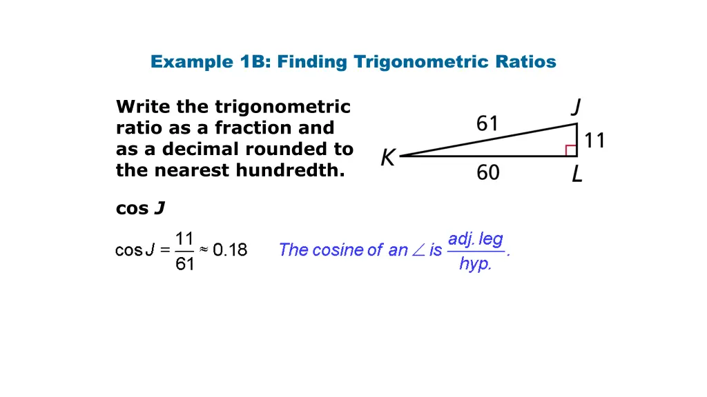 example 1b finding trigonometric ratios