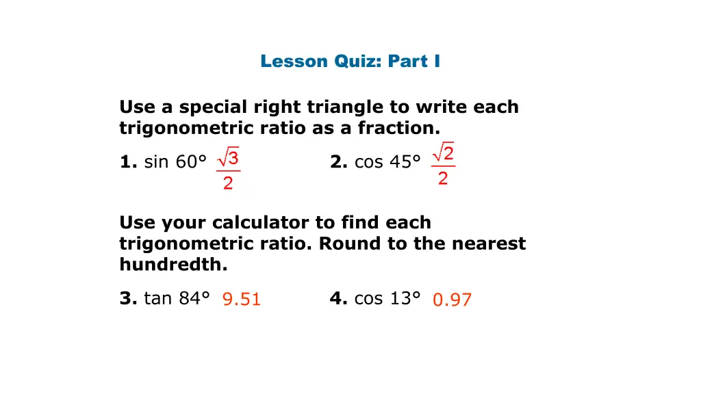 lesson quiz part i