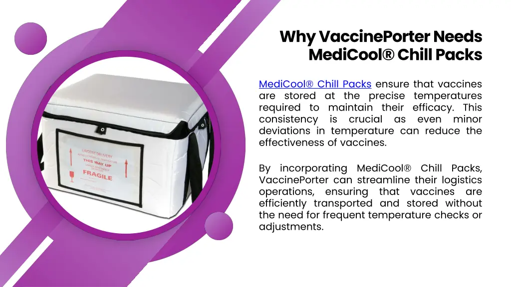 why vaccineporter needs medicool chill packs