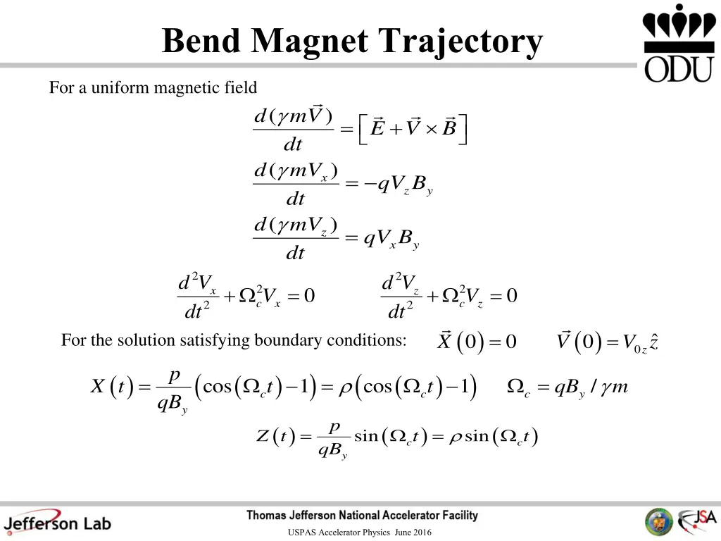 bend magnet trajectory