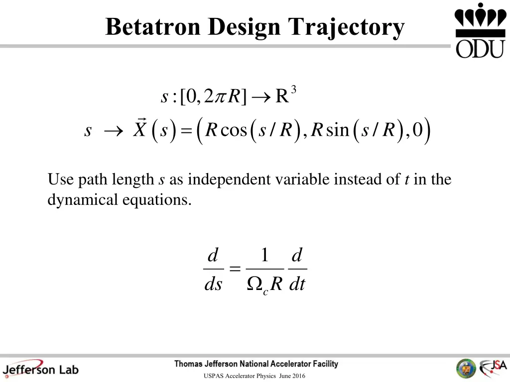 betatron design trajectory