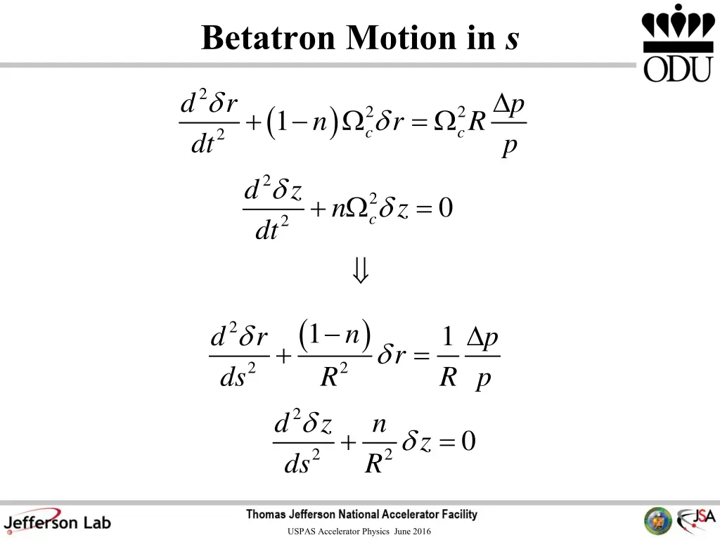 betatron motion in s