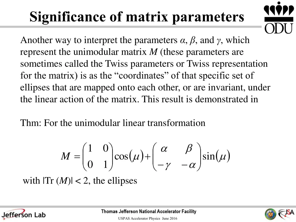 significance of matrix parameters