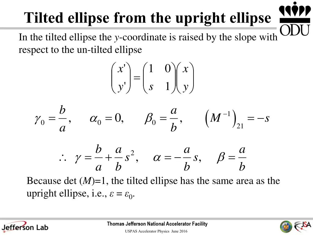 tilted ellipse from the upright ellipse