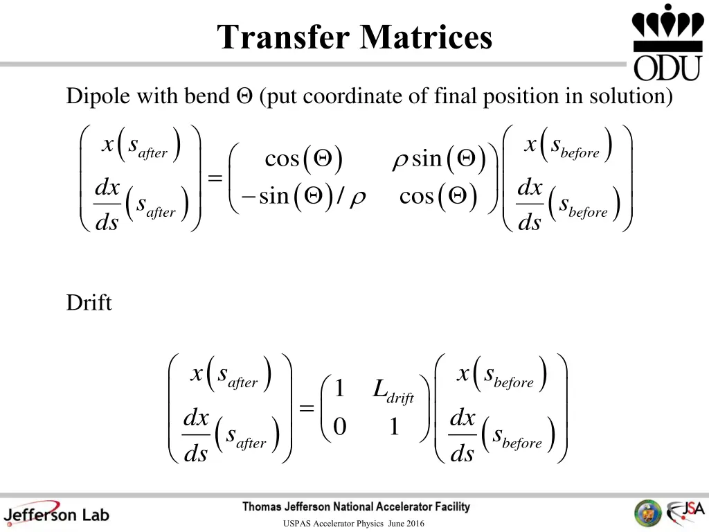 transfer matrices