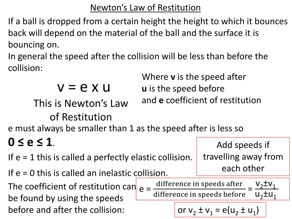 newton s law of restitution