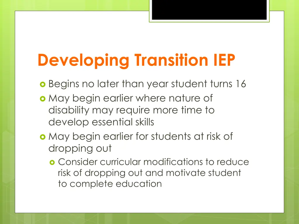 developing transition iep