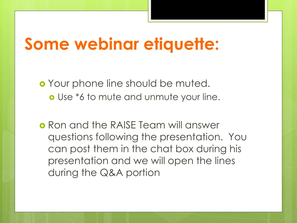 some webinar etiquette