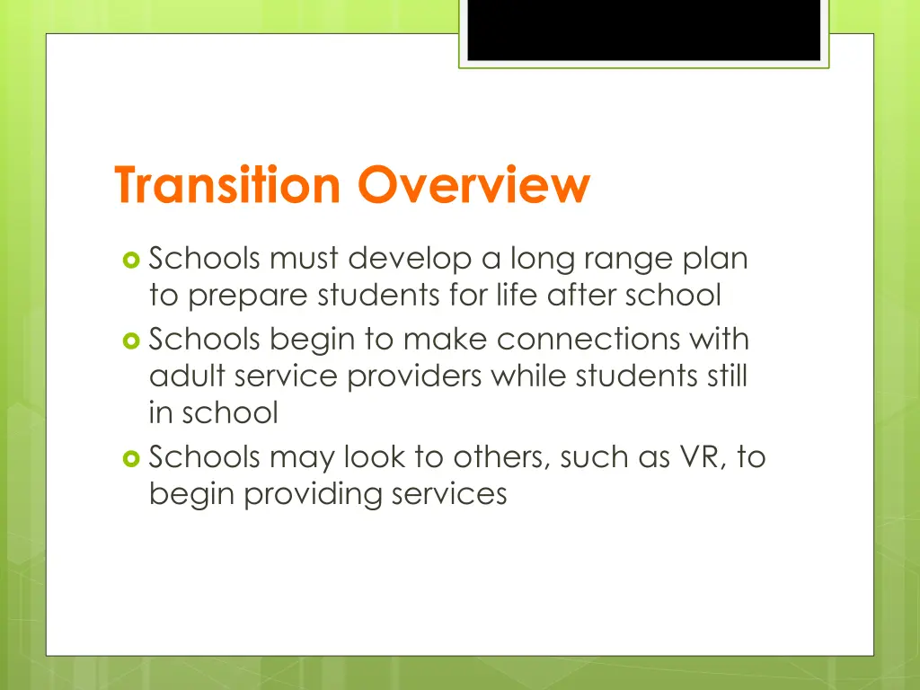 transition overview