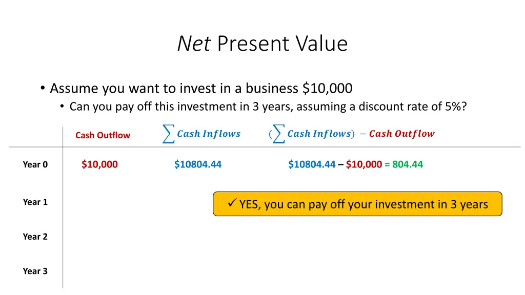 net present value 3