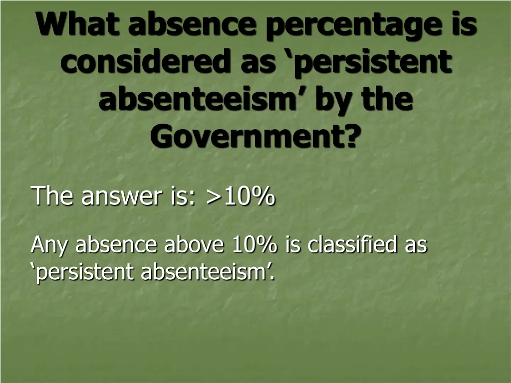 what absence percentage is considered