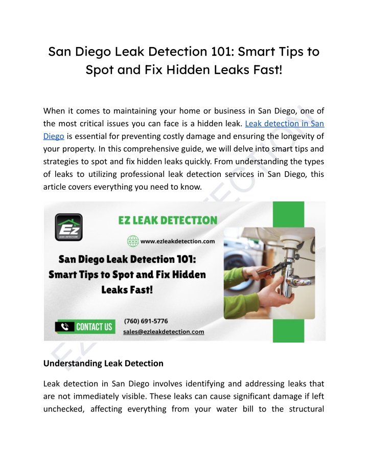 san diego leak detection 101 smart tips to spot