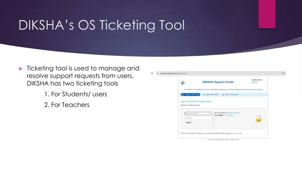 diksha s os ticketing tool