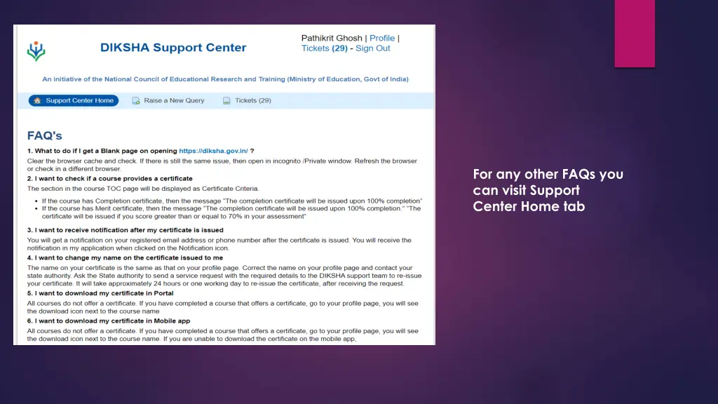 for any other faqs you can visit support center