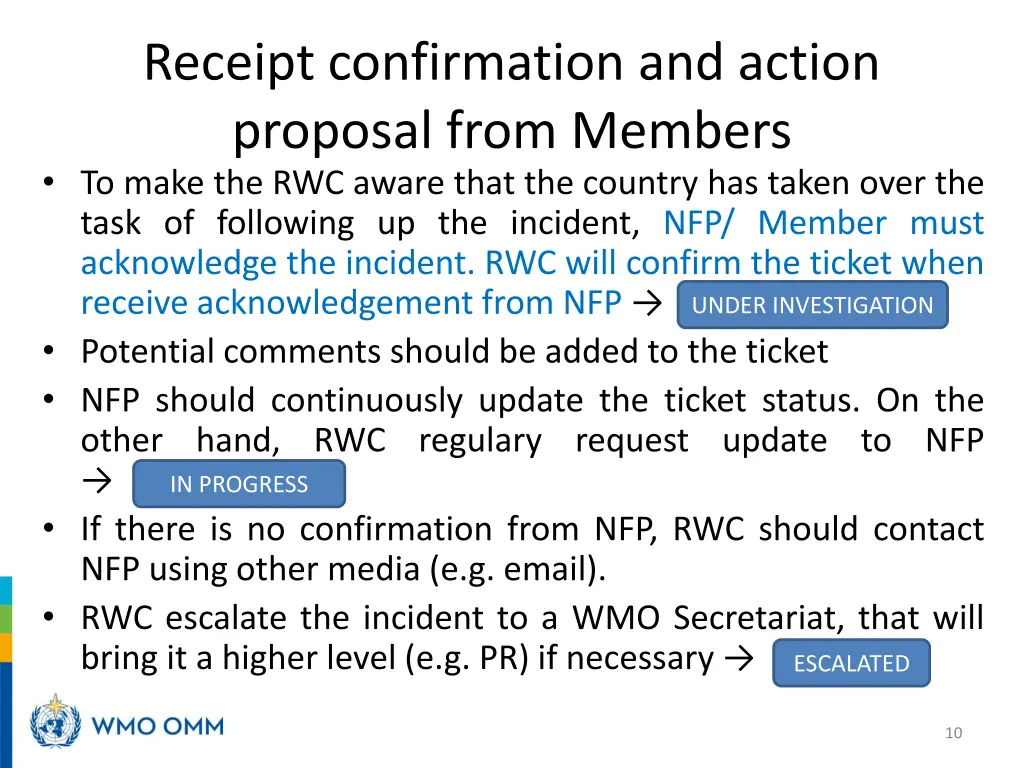 receipt confirmation and action proposal from