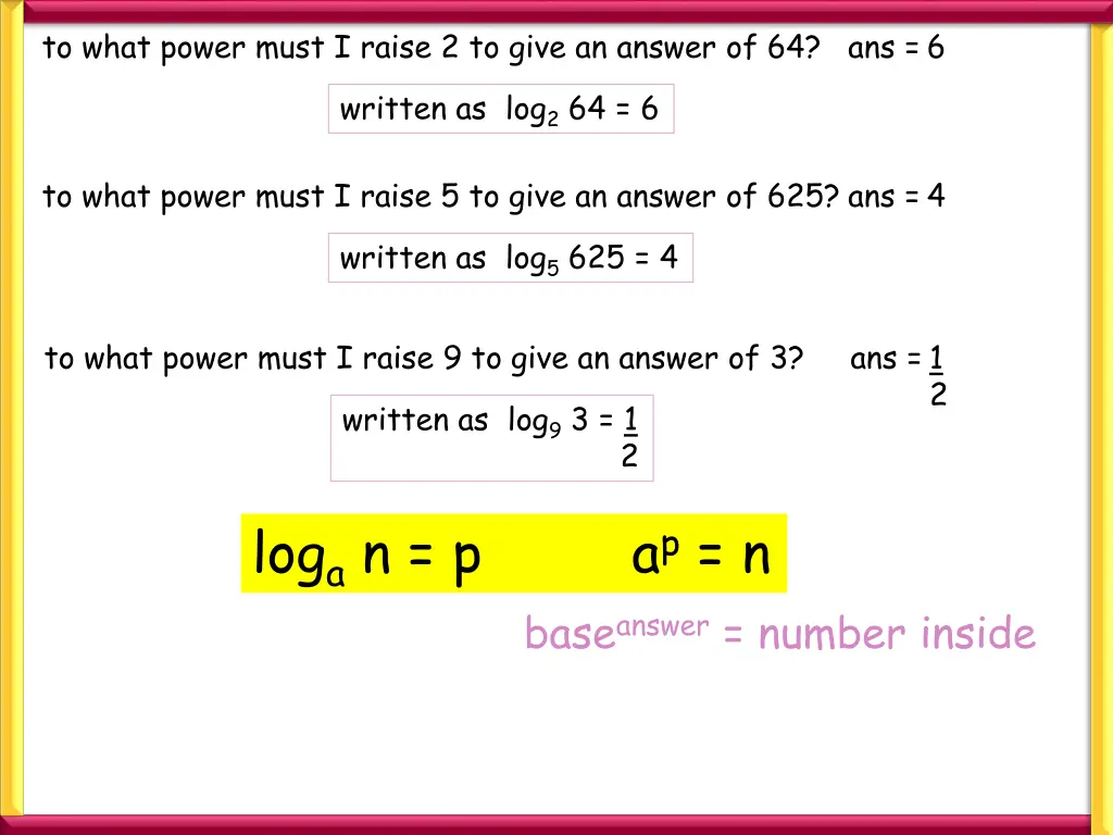 to what power must i raise 2 to give an answer