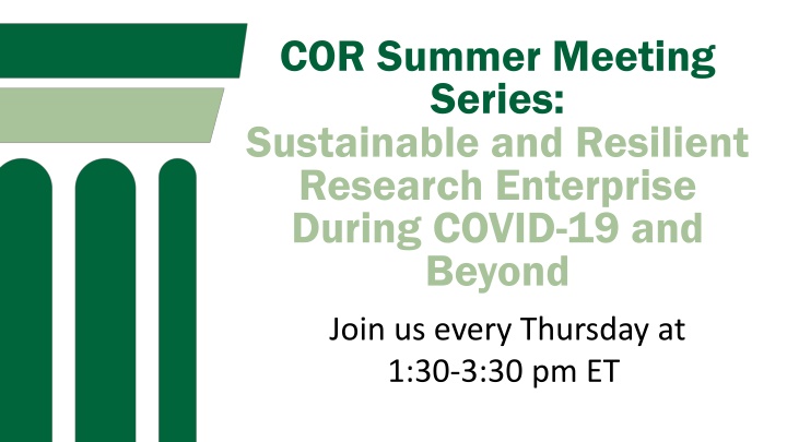 cor summer meeting series sustainable