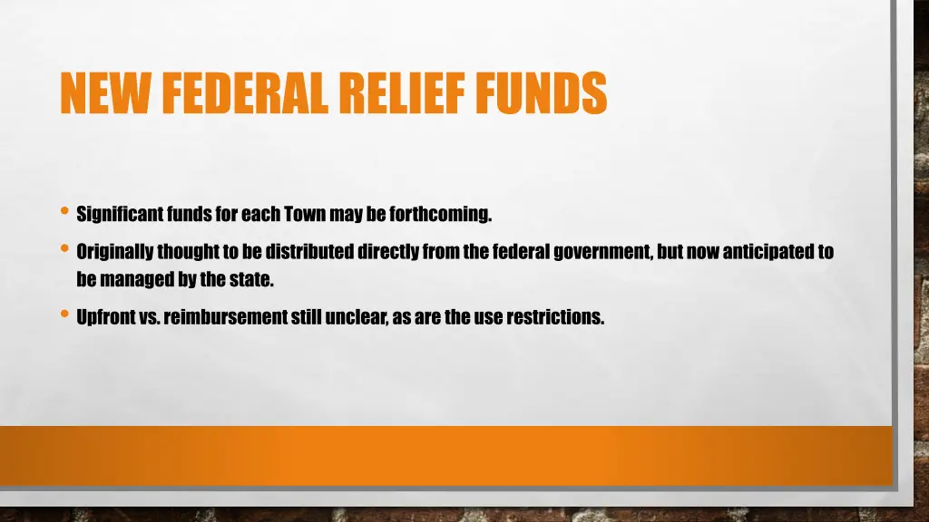 new federal relief funds