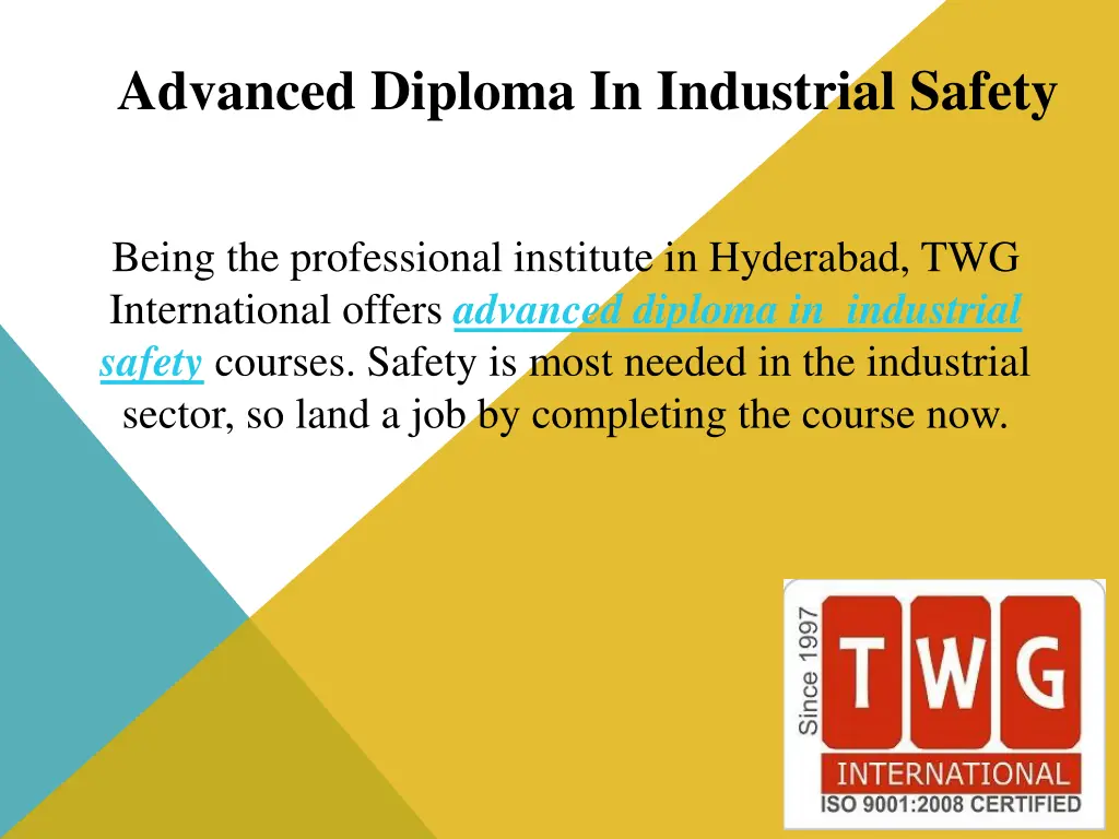 advanced diploma in industrial safety