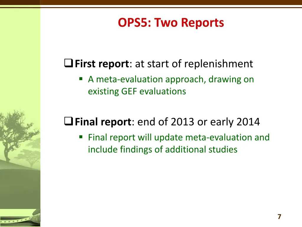 first report at start of replenishment a meta