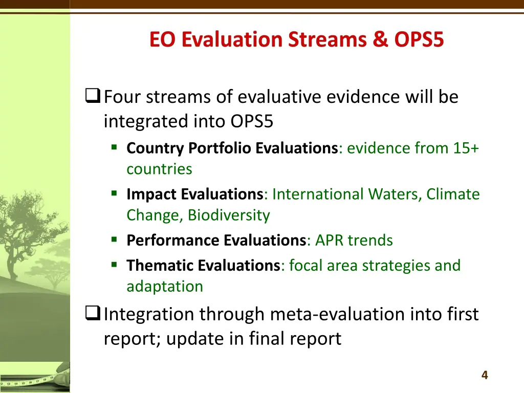 four streams of evaluative evidence will