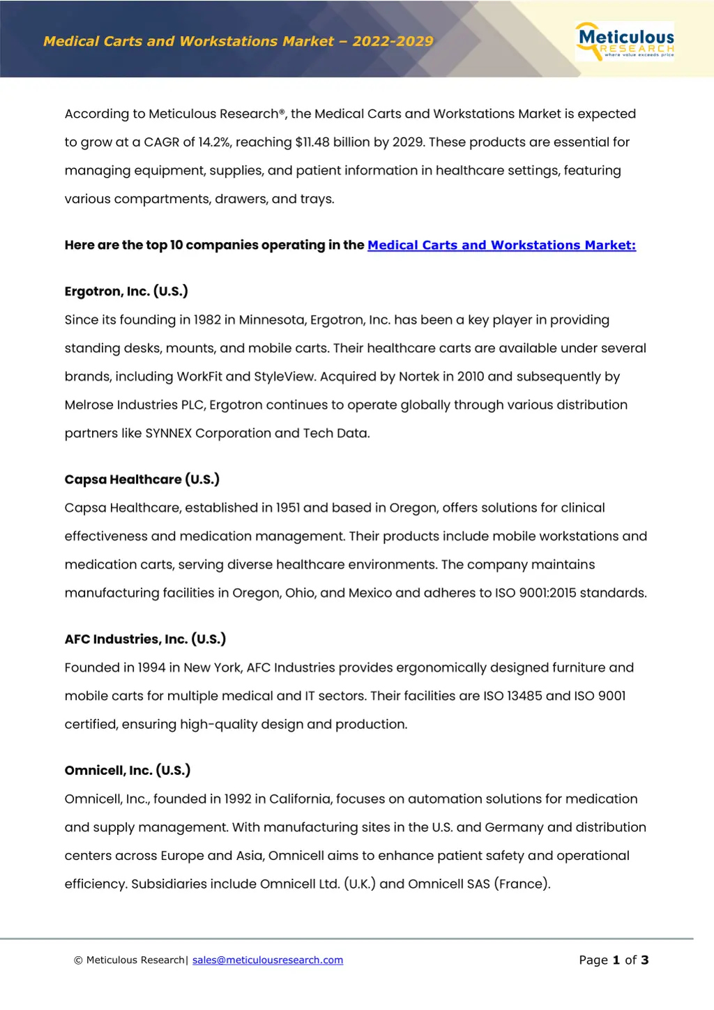 medical carts and workstations market 2022 2029