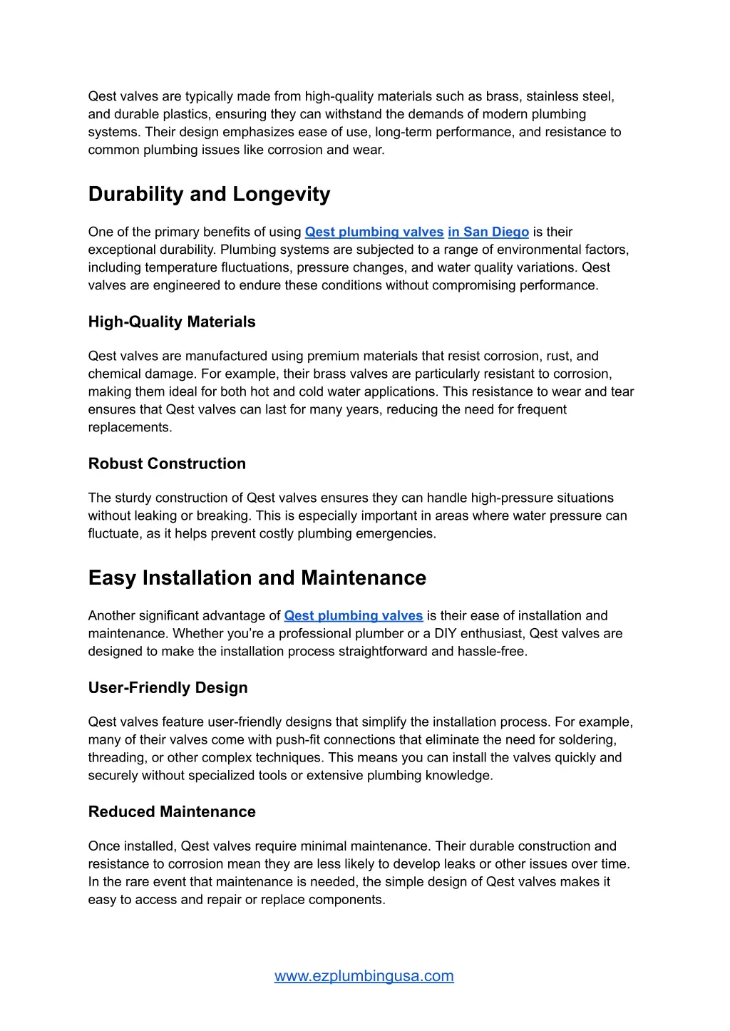 qest valves are typically made from high quality