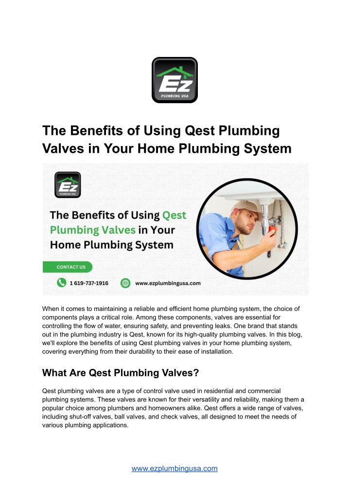 the benefits of using qest plumbing valves