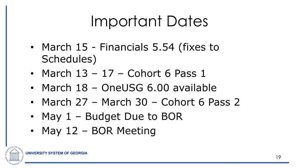 important dates