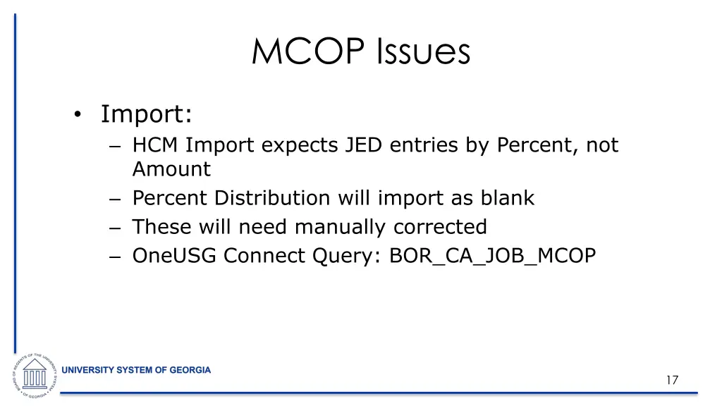 mcop issues